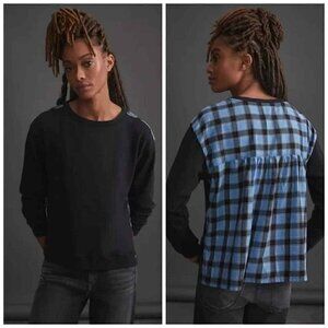 Pilcro Anthropologie Contrast Plaid Long Sleeve Sweatshirt in Small